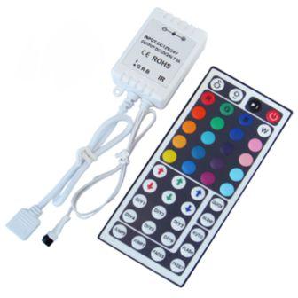 Контроллер с ИК-пультом для RGB лент, 12В/72Вт, 6А, 63х35х22м, белый