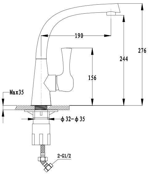 Смеситель GranFest 3723, d=40 мм, графит