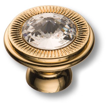 Ручка-кнопка, 25.319.30.SWA.19, d=30мм, металл/кристалл Swarovski, глянцевое золото 24к