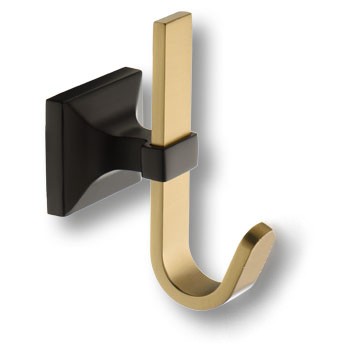 Крючок, 737 Hook Matt Black-Champagne Gold, однорожковый, металл, черный/матовая латунь