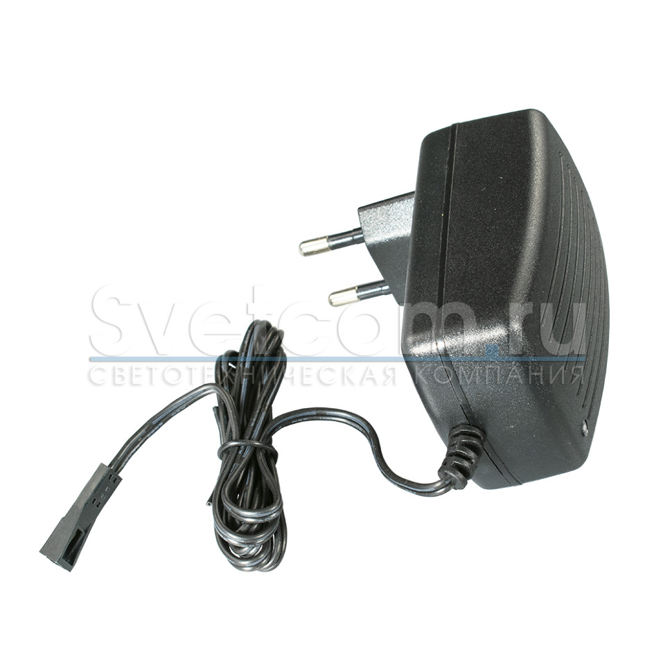 Трансформатор  24W/12V, IP20, провод 1м с коннектором, пластик, черный, GLS