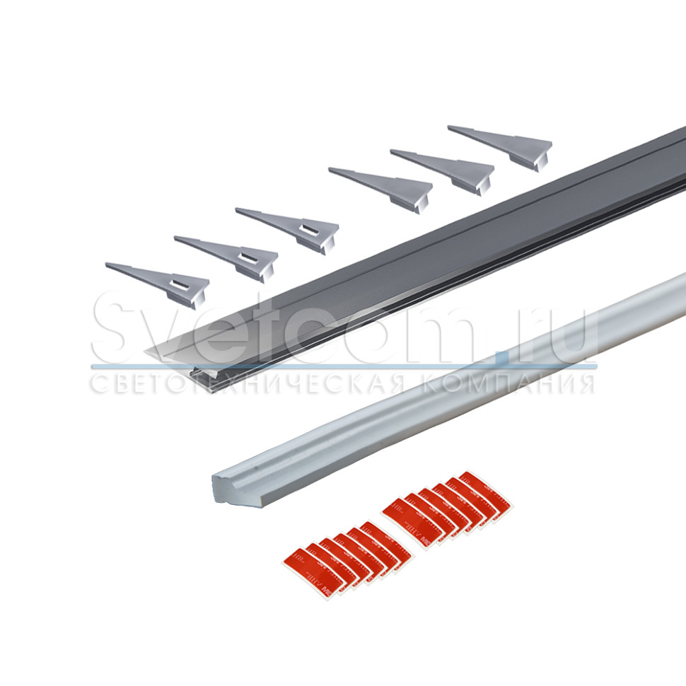 Профиль накладной 23х8х3000мм, лента ≤5мм, алюминий (диффузор силикон., 3+3 загл.+12 высечек), 2408T