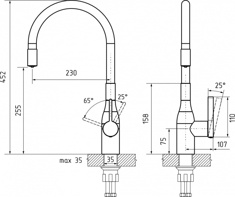 Смеситель Rivelato LIVO, d=35 мм, антрацит