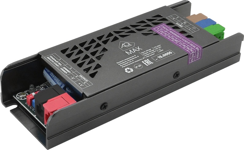 Трансформатор 100W/24V, IP20, компактный, без шнура, металлический, MAX AQ