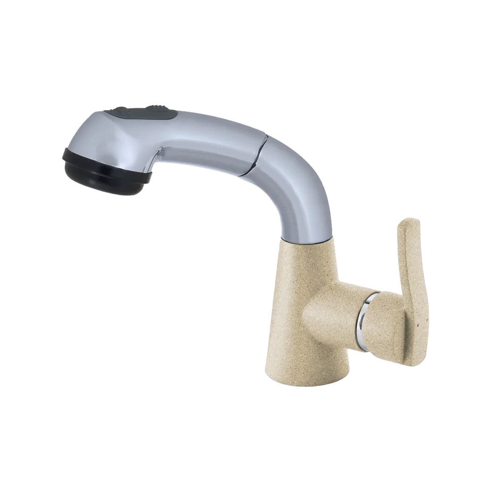 Смеситель GranFest 3773, d=40 мм, выдвижная лейка, кашемир