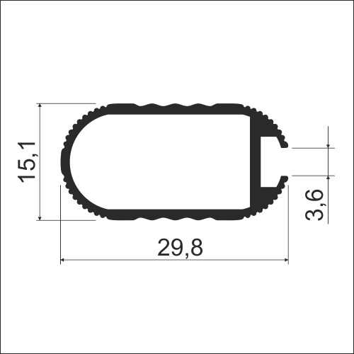 Штанга овальная под уплотнитель, РАСПИЛ L=1800мм, латунь