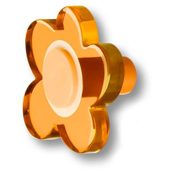 Ручка-кнопка, 698NAX, 29х52х54мм, пластик, оранжевый, "Цветок"