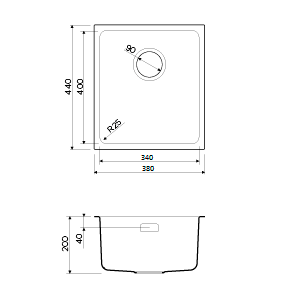 Мойка Tadzava 38-U-IN, нержавеющая сталь, нержавеющая сталь