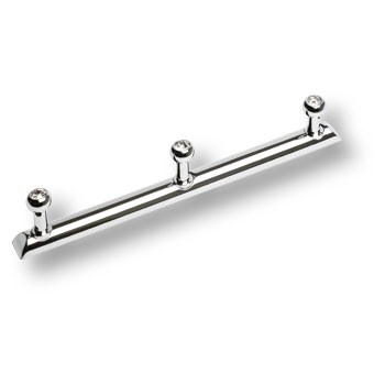 Крючок, 0493-005-3, трехрожковый, металл, глянцевый хром, с кристалами Swarovski