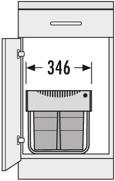 Система сортировки "Space-Saver-Tandem", 1х18л, 2х8,5л, 434х330х347мм, в шкаф 400мм, пластик, серый