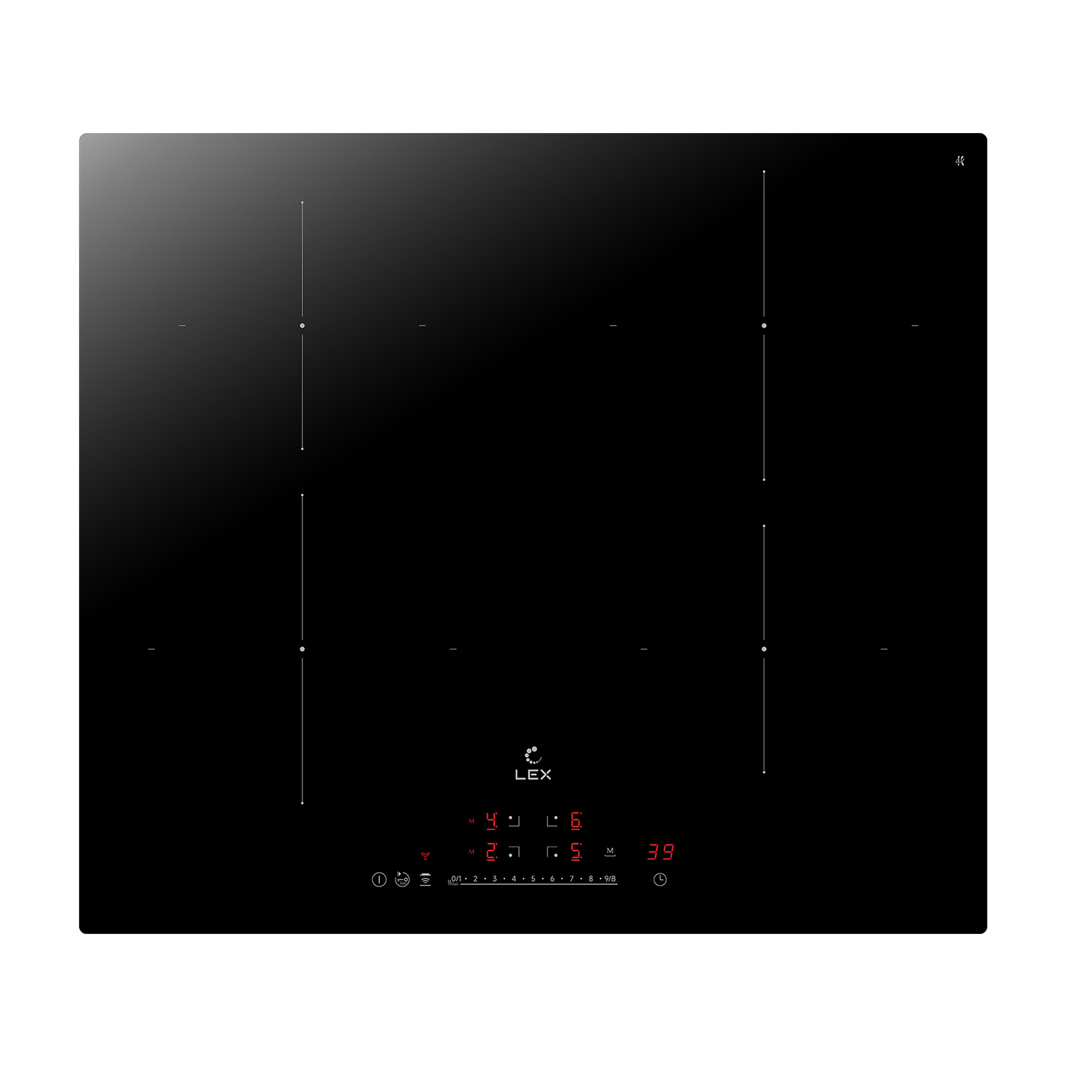 Варочная панель индукционная EVI 640A I BL, 60 см, с инвертором, стеклокерамика, черный, Lex