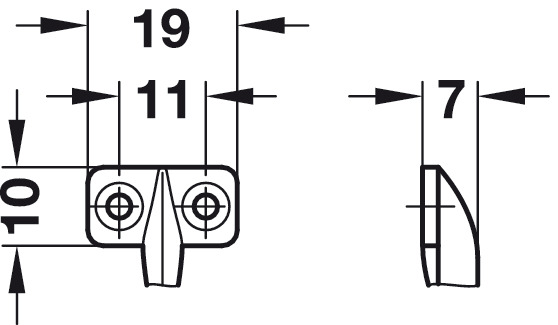 Ограничитель для двери, L=200мм, пластик, белый, Hafele