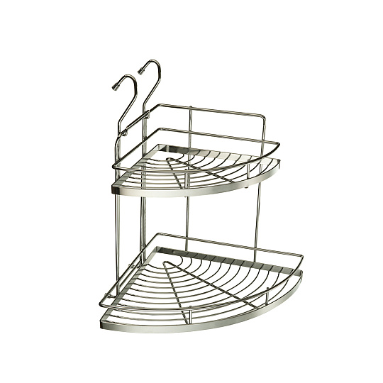 Полка угловая 2-ярусная малая, 240х240х445мм, хром