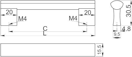 Ручка-скоба, UA-BO-311, 128мм, металл, алюминий