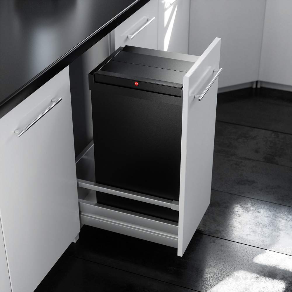 Контейнер для мусора Collector Box, 53л, 340x260x622мм, в шкаф на 400мм, металл/пластик, черный