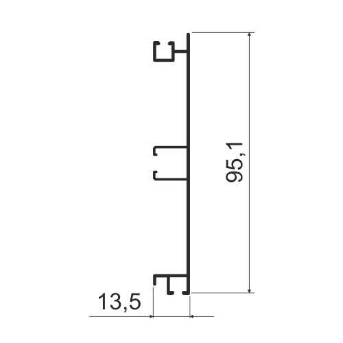 Цоколь алюминиевый, Н=100мм, L=4000мм, А21 латунь