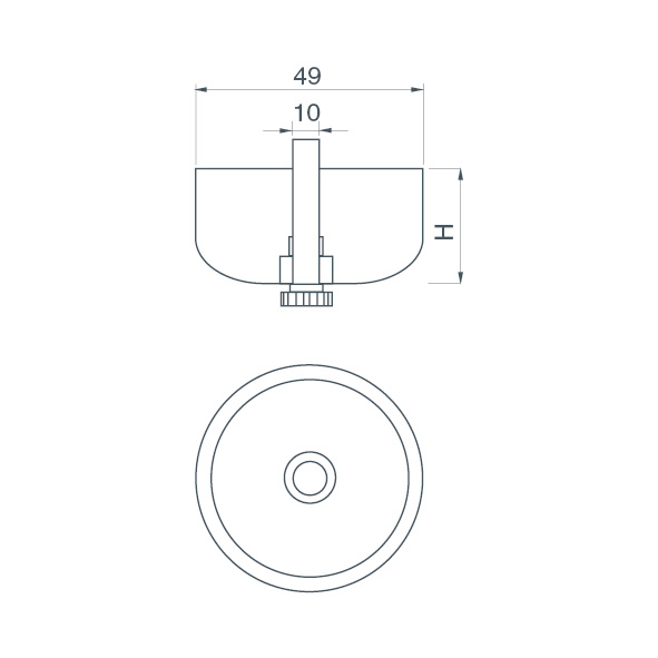 Опора регулируемая, d=49мм, h= 17мм, пластик, серый, JET