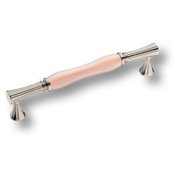 Ручка-скоба, 2204-51-160-PINK PEARL, 160мм, металл/керамика, глянцевый никель/розовый