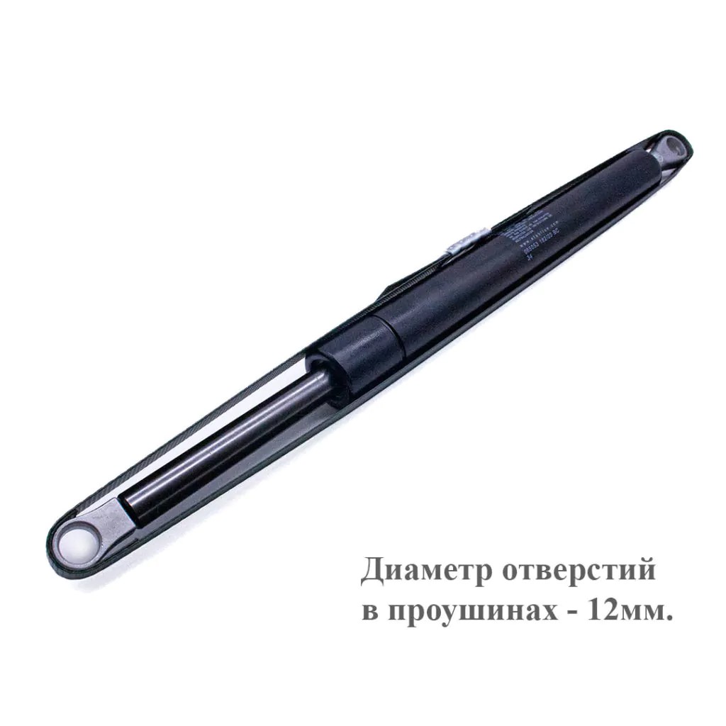 Газлифт Стабилус 500N с демпфированием на открывание, с креплениями проушины 12мм