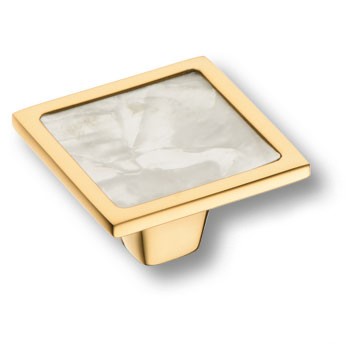 Ручка-кнопка, 0780-003-2, металл, глянцевое золото/перламутр