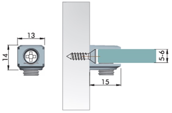 Полкодержатель для стекла 5-6 мм, накладной, толщина задней стенки 3мм, никель, "трапеция", CMF