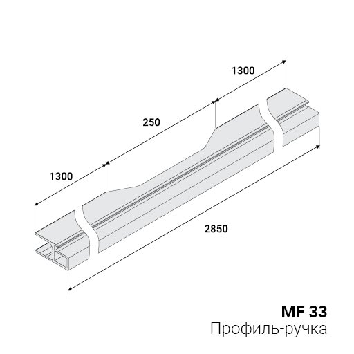 Профиль-ручка MF33, L=2850мм, латунь