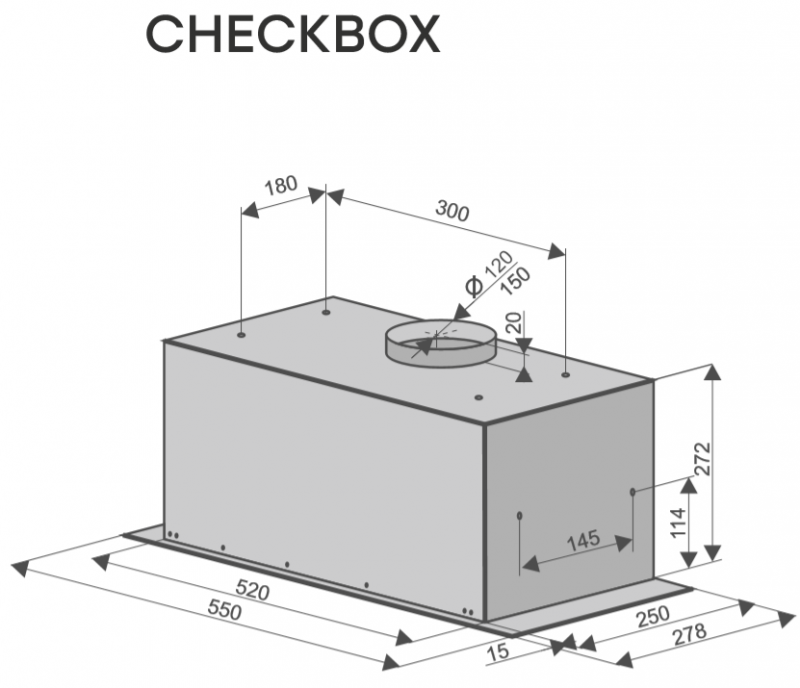 Вытяжка полновстраиваемая Checkbox, 60см, без угольного фильтра, черный, Konigin
