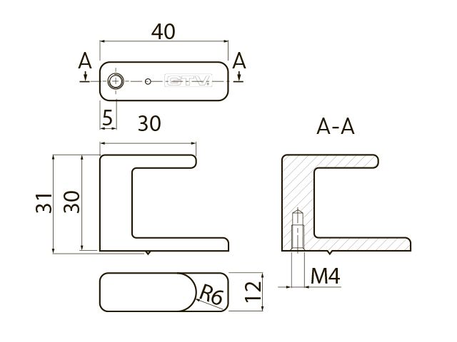 Ручка-кнопка, SENIOR, 40х12х31мм, металл, матовый хром, GTV