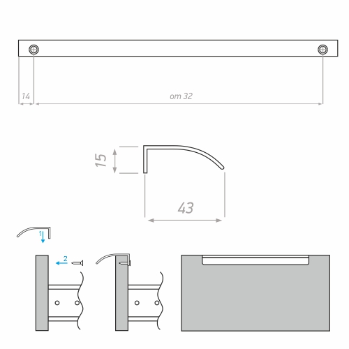 Ручка-профиль, CA4, 256мм, металл, черный
