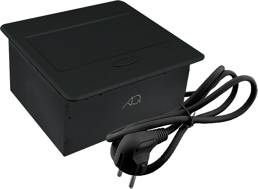 Горизонтальная, 1хEURO+2хUSB A+C, полуавтомат, черный, 138х135х68мм, металл/пластик, AQ