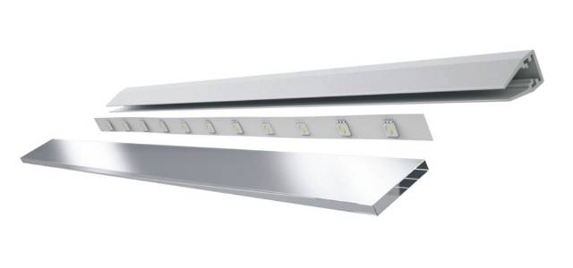 Профиль накладной на стекло 4-8мм, 22х13х2000мм, лента ≤8мм, пластик, белый, для торцевой подсветки