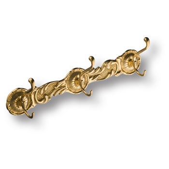 Вешалка "Барокко", 00102, латунь, глянцевая латунь, на 3 крючка