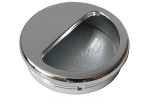 Ручка врезная круглая, d=50мм, пластик, хром