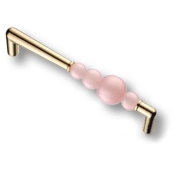 Ручка-скоба, 15.189.160 AT PI 19, 160мм, металл/смола, глянцевое золото 24к/розовый, "Atomo"