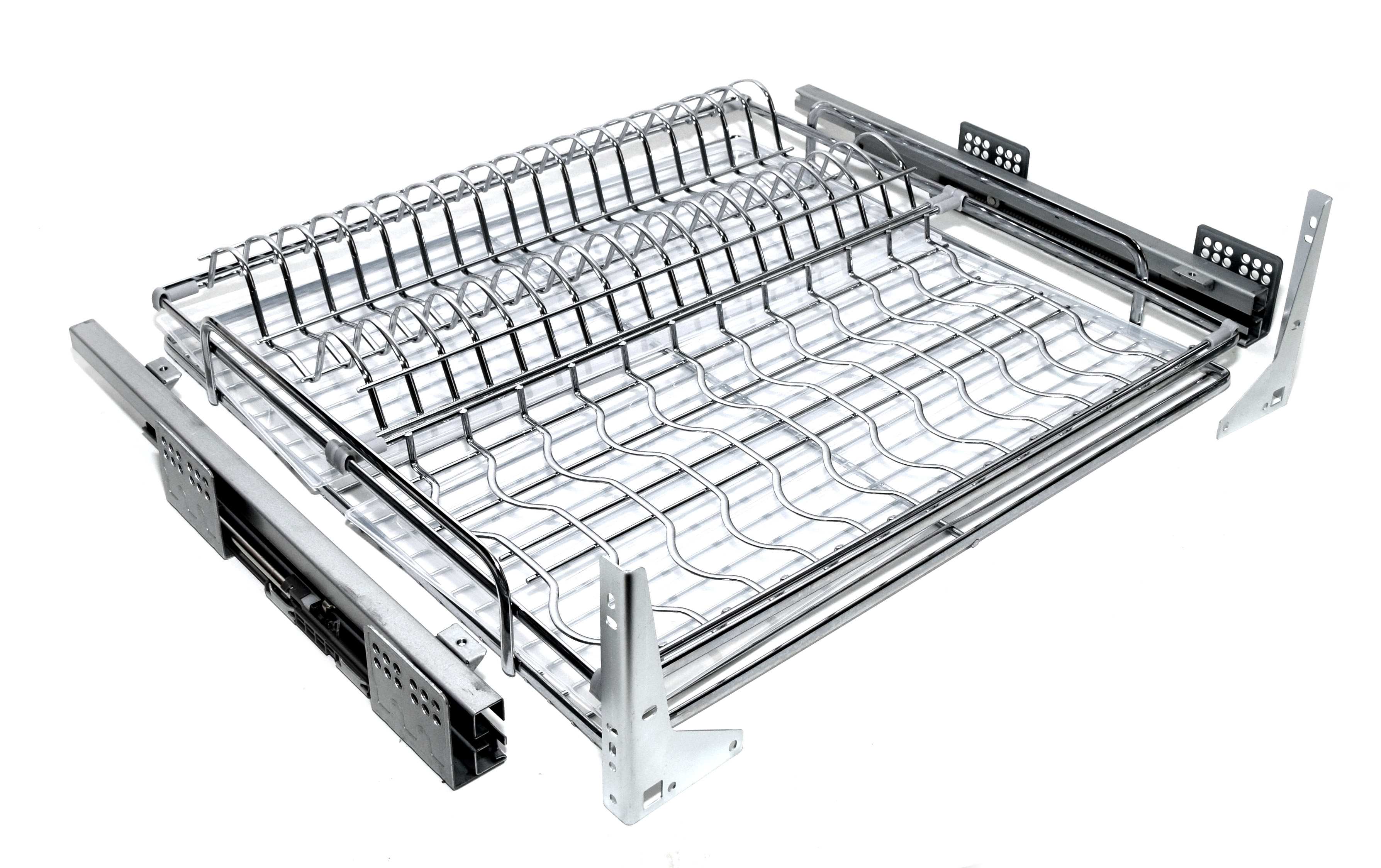 Сушка в нижний шкаф 600мм, скрытые напр. полного выдв. с доводчиком+крепл, хром, HISSEN