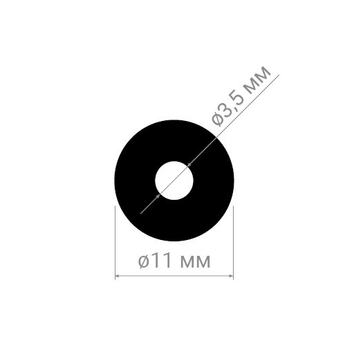 Профиль-трубка VP11, d=11мм, L=3000мм, черный матовый