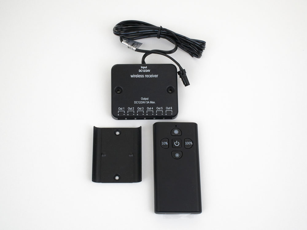 Выключатель беспроводной с пультом, с диммером, 12/24V, 60/120W, пластик, черный