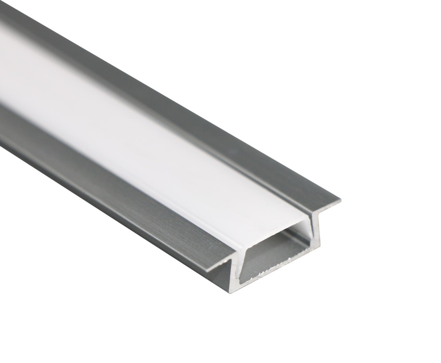 Профиль врезной 22х6х2000мм, лента ≤10мм, серый (диффузор полуматовый, заглушки), SP251