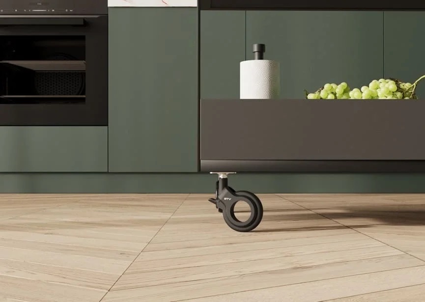 Опора колесная с площадкой, d=60мм, со стопором, пластик, черный, до 30кг, GTV