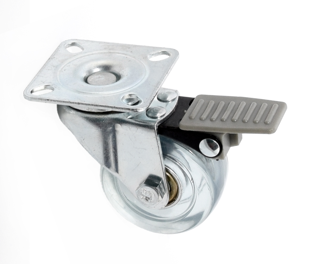 Опора колесная с площадкой, d=50мм, со стопором, прозрачный, до 35кг, h=64мм, CMF