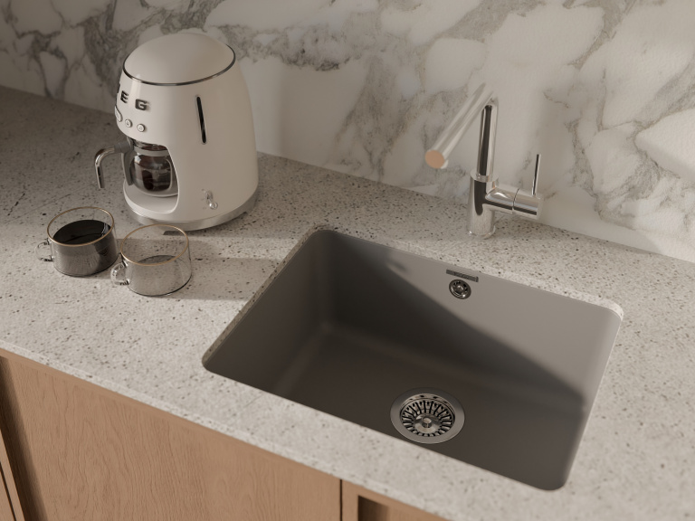 Мойка Rivelato BERKANA 50, 560х430х200мм, серый металлик