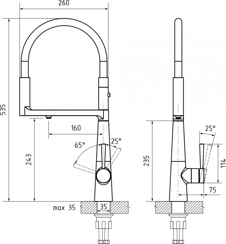 Смеситель Rivelato ETERNA, d=35 мм, антрацит