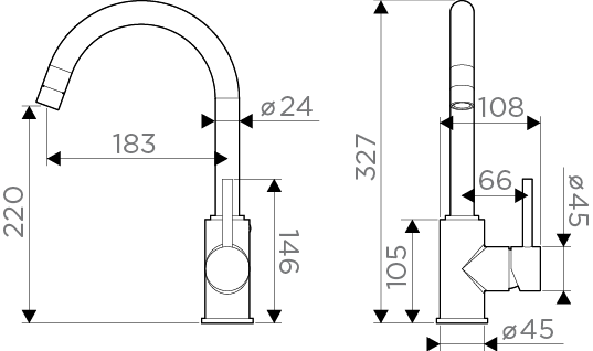 Смеситель Shinagawa-BN-BL, латунь, нержавеющая сталь/черный