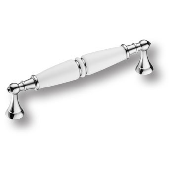 Ручка-скоба, 2119-10-128-000-SILVER LINE, 128мм, металл/керамика, глянцевый хром/белый