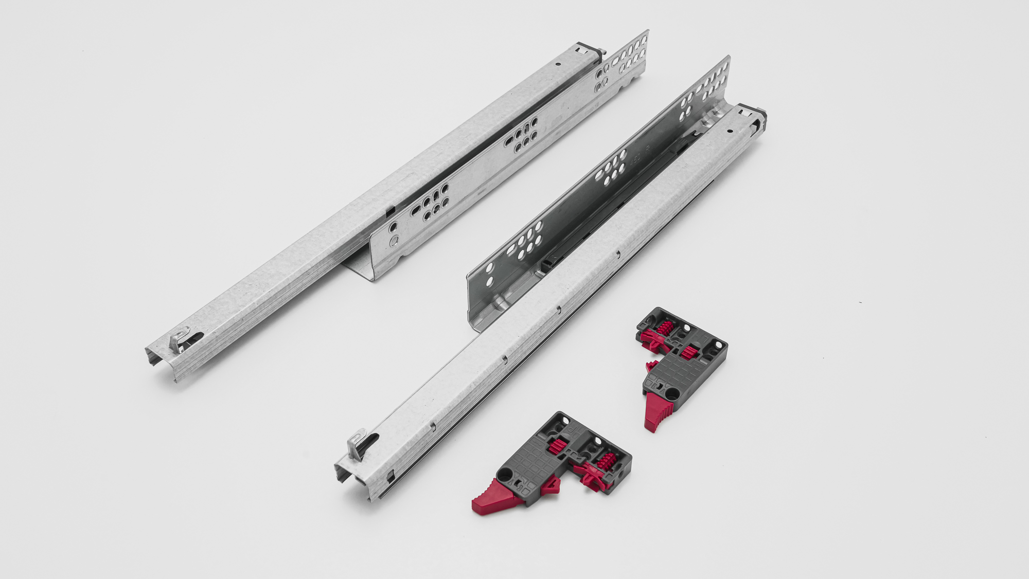 Направляющие скрытого монтажа, 300мм, полного выдвижения, 25кг/пара, с фиксаторами, Simple