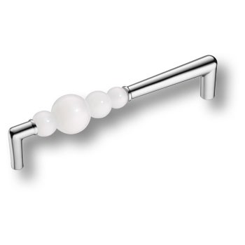 Ручка-скоба, 15.189.160 AT WH 07, 160мм, металл/смола, глянцевый хром/белый, "Atomo"