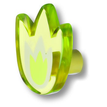 Ручка-кнопка, 665VEX, 29х49х57мм, пластик, зеленый, "Тюльпан"
