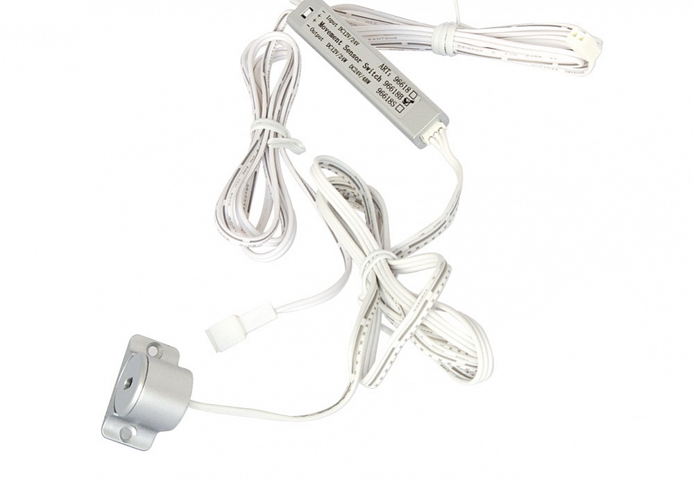 Выключатель ИК на взмах, с выносным сенсором, 12-24В/24-48Вт, врезной Ø16мм/накладной, хром матовый