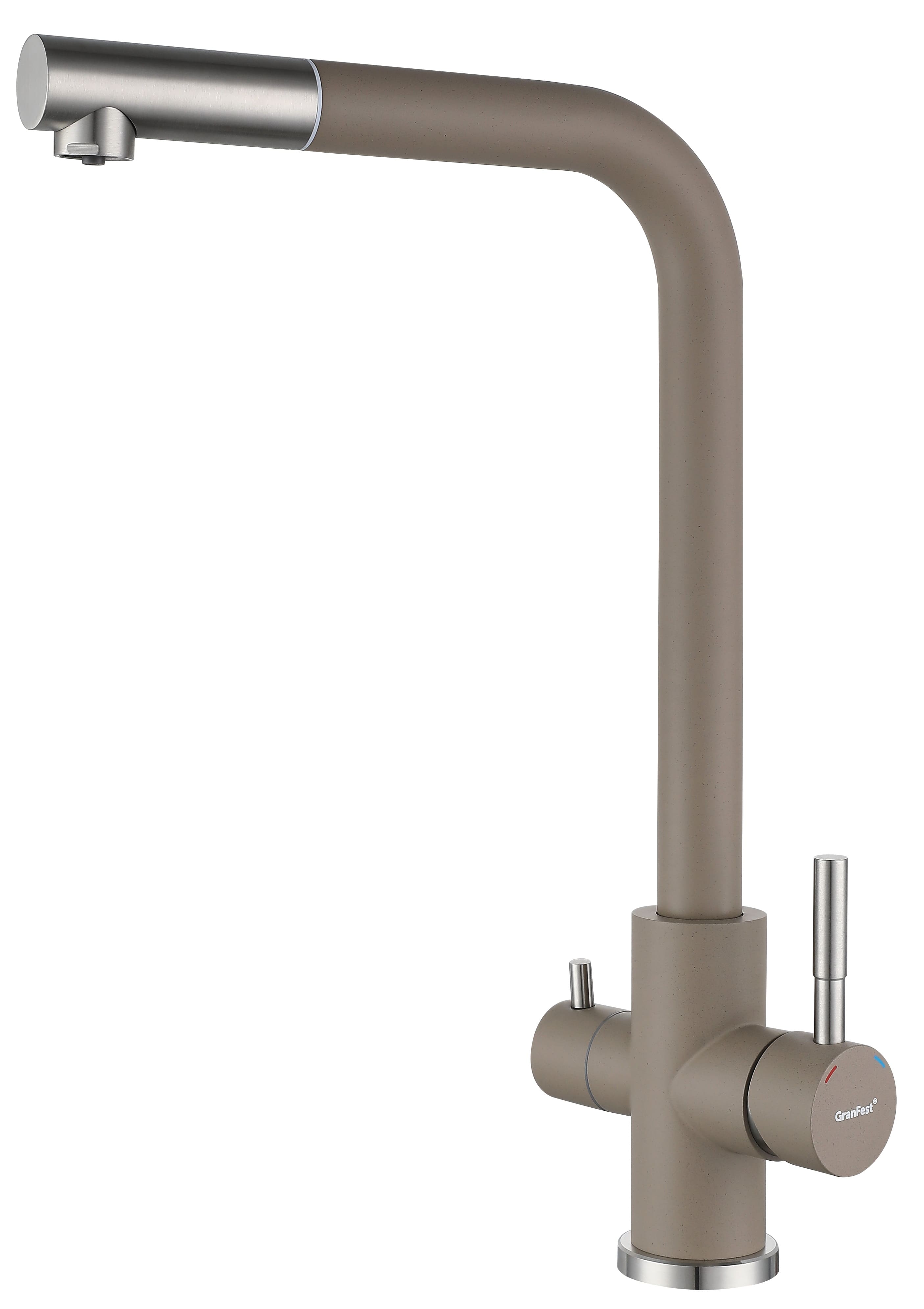 Смеситель GranFest Quarz Z-5421, с краном питьевой воды, песочный