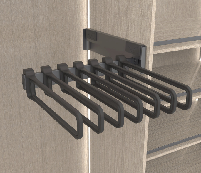 Вешалка для брюк, W 457мм, D 475мм, выдвижная, в шкаф на 500мм, 7 вешалок, черный, Kessebohmer